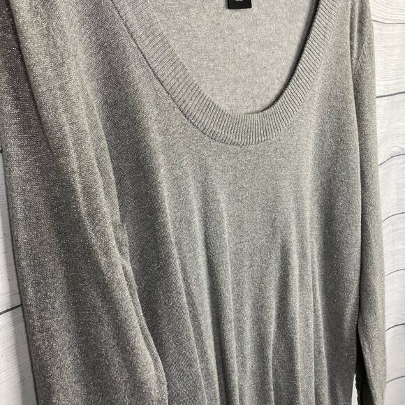 Lane Bryant Womens Size 18/20 Sweater Gray Silver Scoop Neck Sparkly Top - Picture 4 of 6